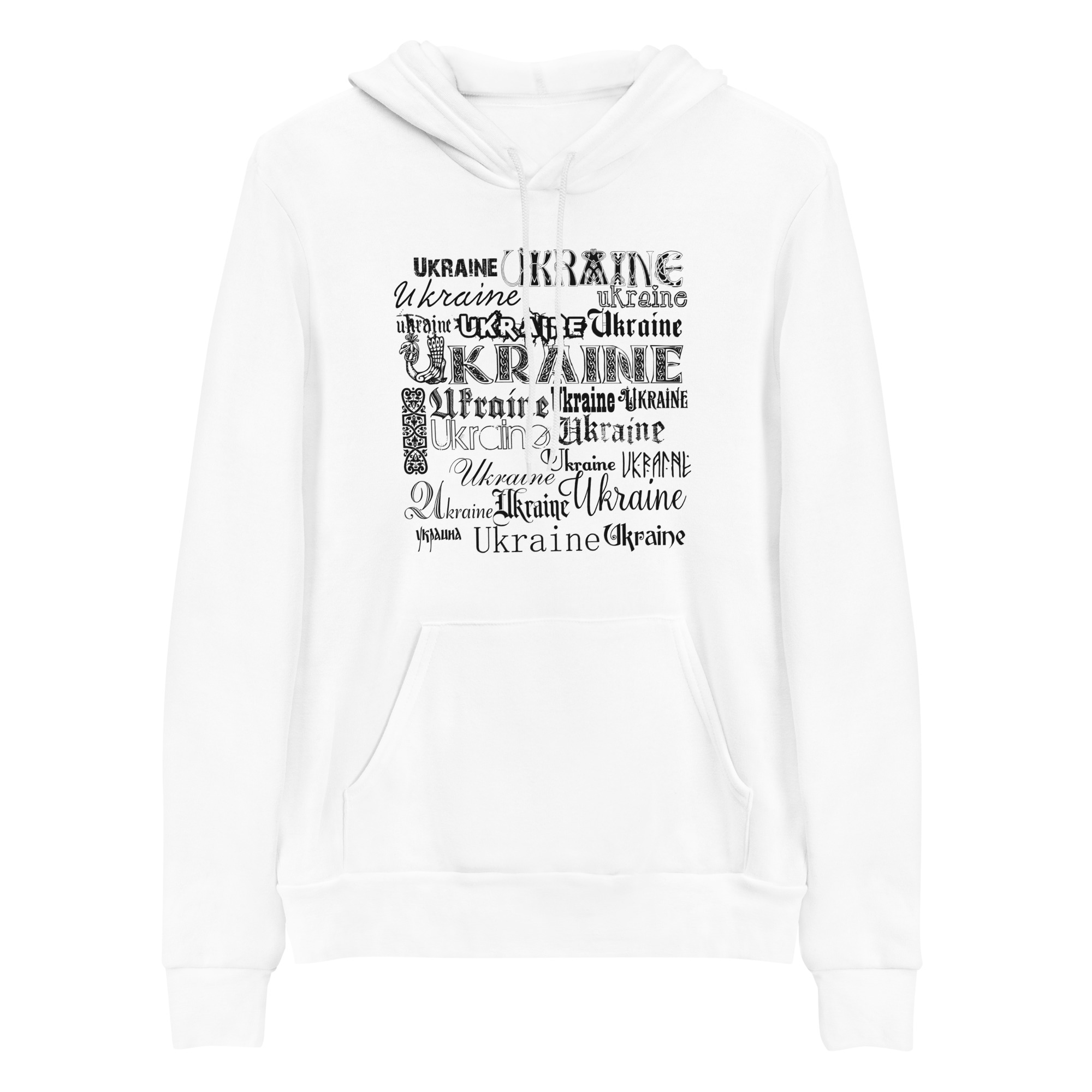 Hoodie in the style of a newspaper with the inscription UA